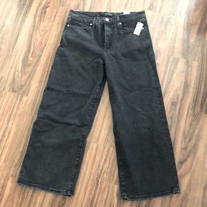 Banana Republic black high rise wide leg crop jean NWT